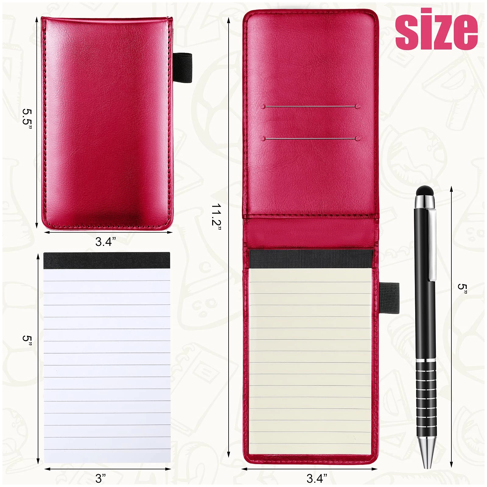 Mini Pocket Notepad Holder - 50 Lined Sheets 10 Pcs
