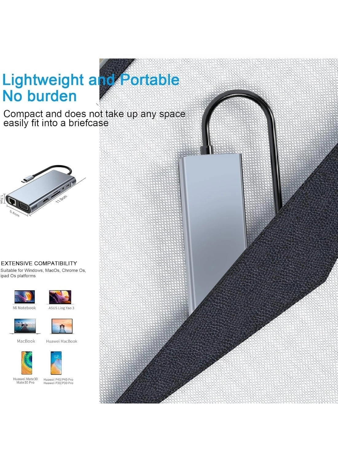 11-in-1 USB-C Hub Docking Station - USB-C MacBook & Type-C Laptop