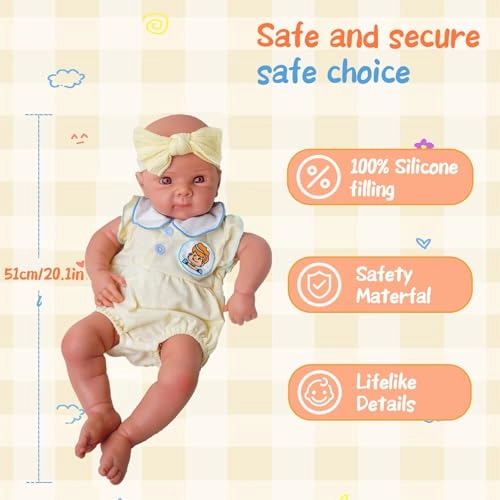 Reborn Baby Doll - 20.1 Inch Silicone Anatomically Correct Ages 3+