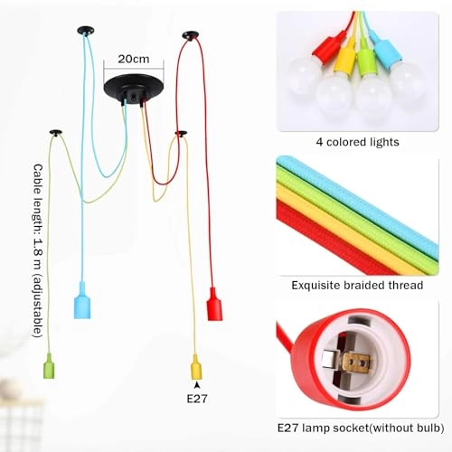 Spider Pendant Light - 4 Arms Colorful DIY Adjustable