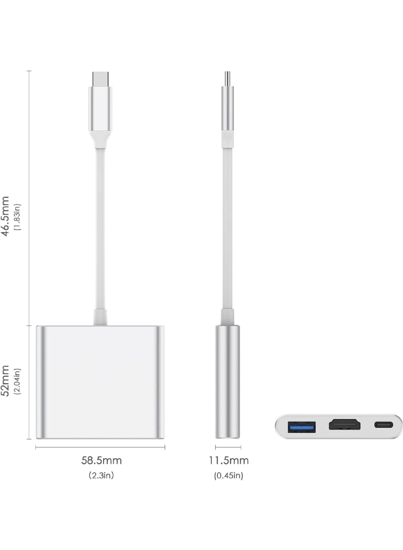 USB C Hub - 100W Power Delivery USB 3.0 4K HDMI