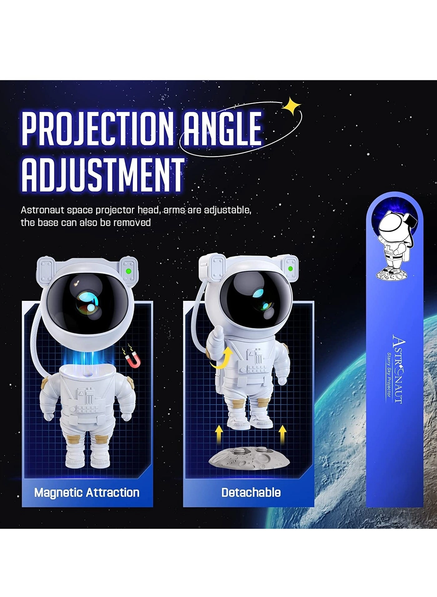 Astronaut Nebula Star Projector - Galaxy Night Light Remote Control Timer