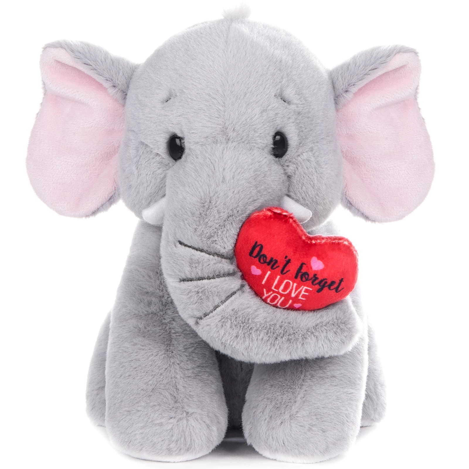 My OLi Plush Elephant - 8 inches Gray Elephant Red Heart