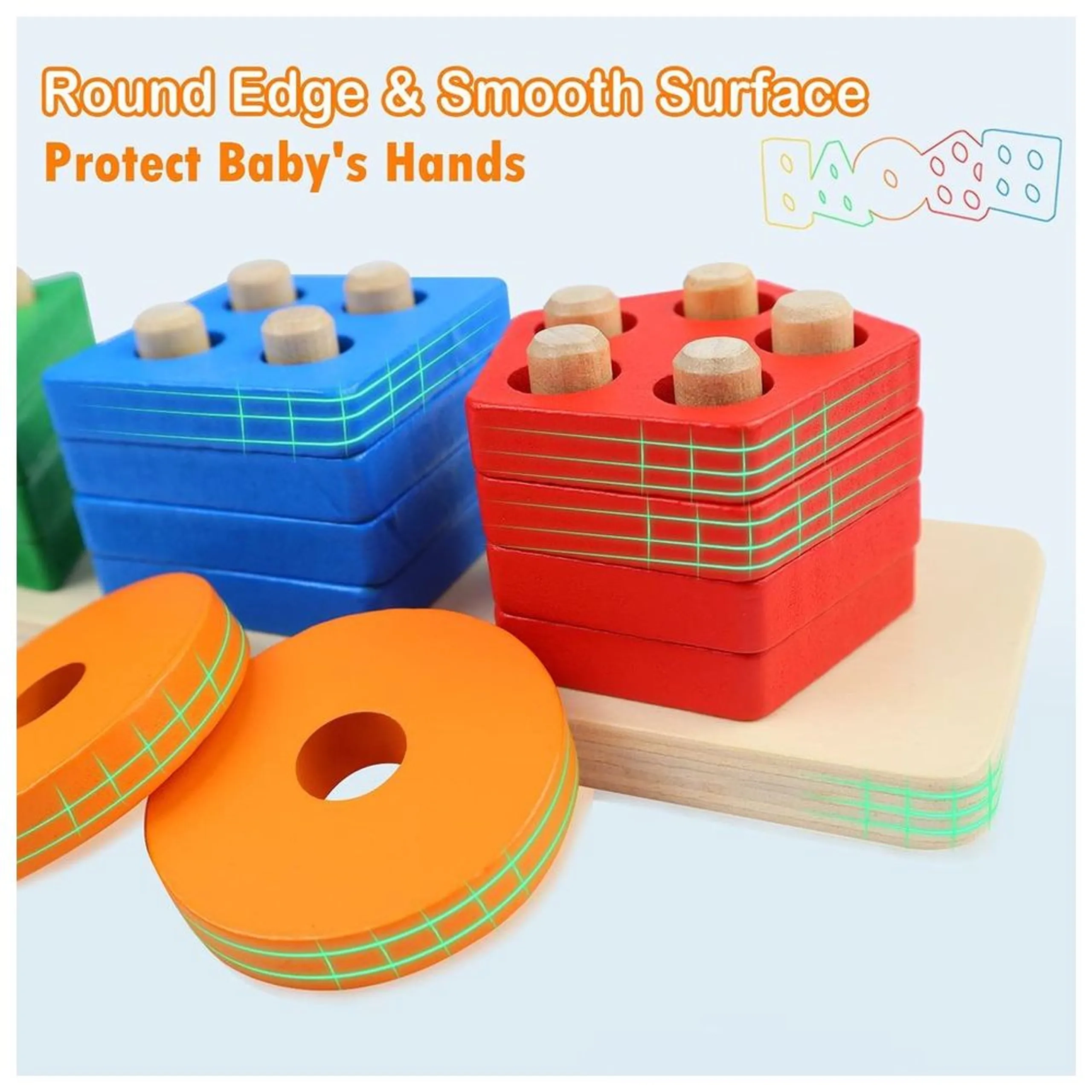 Montessori Shape Sorting Stacking - Suitable for 3 years & above 21 pieces