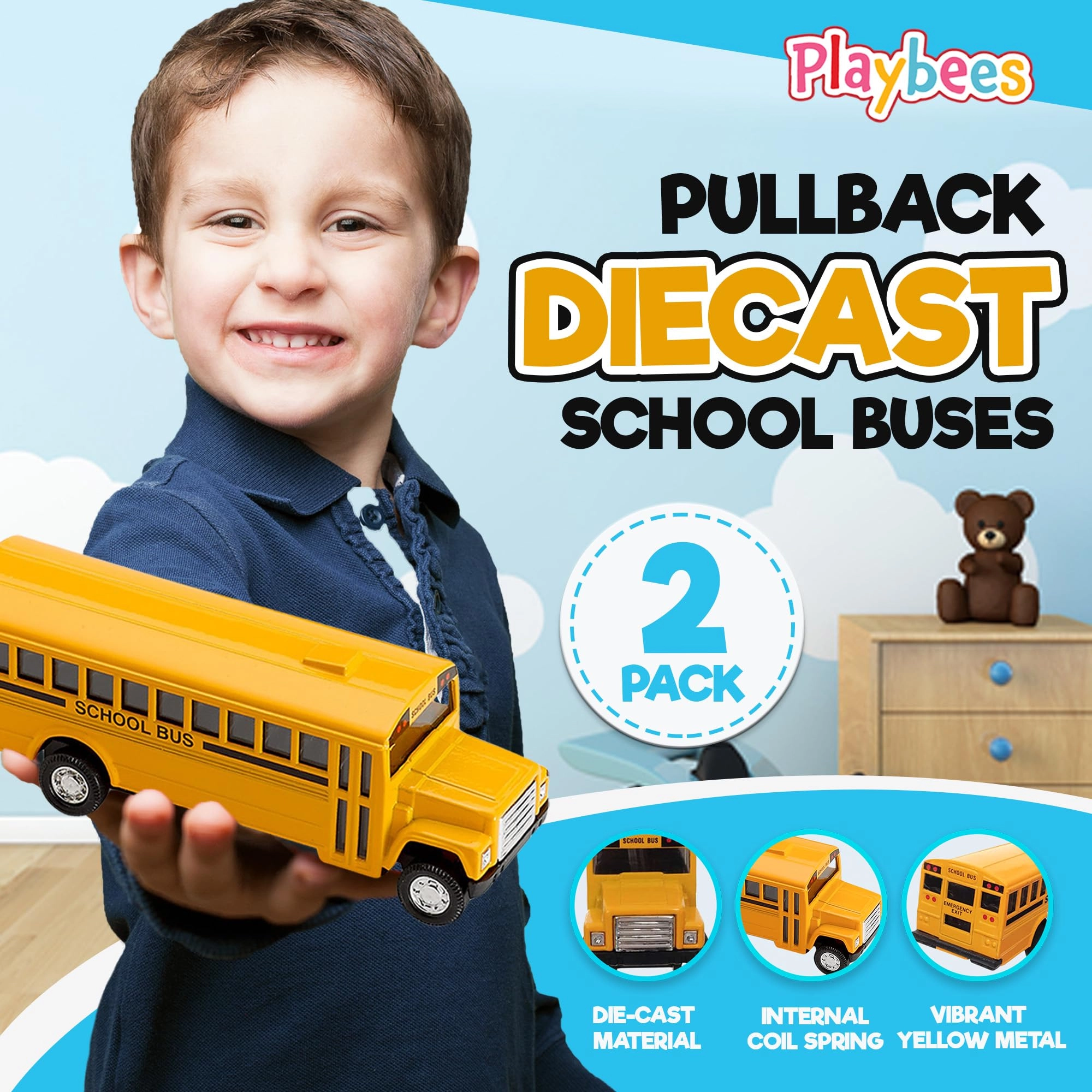 Diecast School Bus - 2 pcs