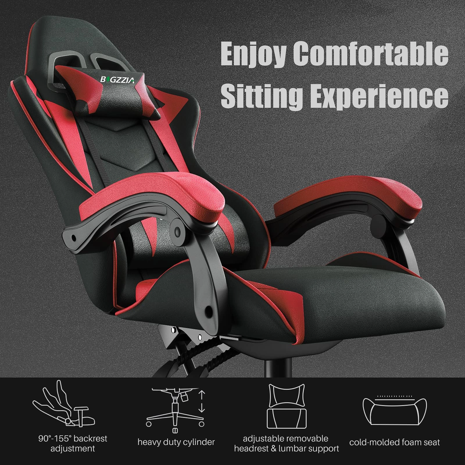 white LED gaming chair - RGB Reclining PU Leather