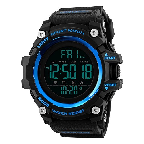Multifunctional Waterproof Watches Outdoor Sports Digital Military LED Double Time 54mm Plastic