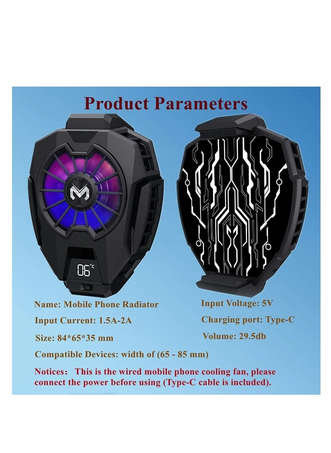 Mobile Phone Cooling Fan - 9-Blade Quiet Fan 65-85mm