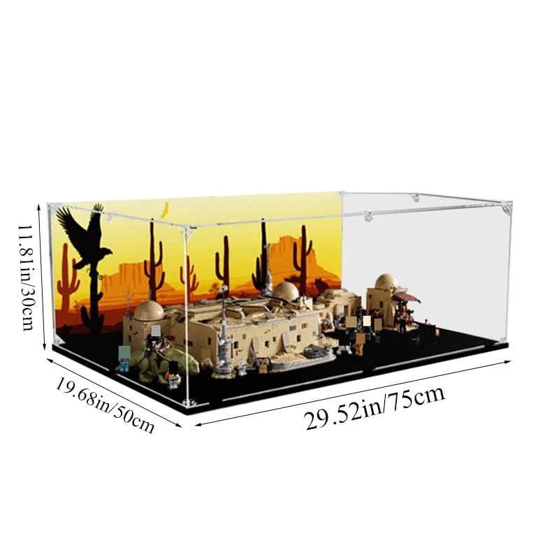 Clear Acrylic Display Case for LEGO SW 75290 - 3mm With Background Black Bottom+background