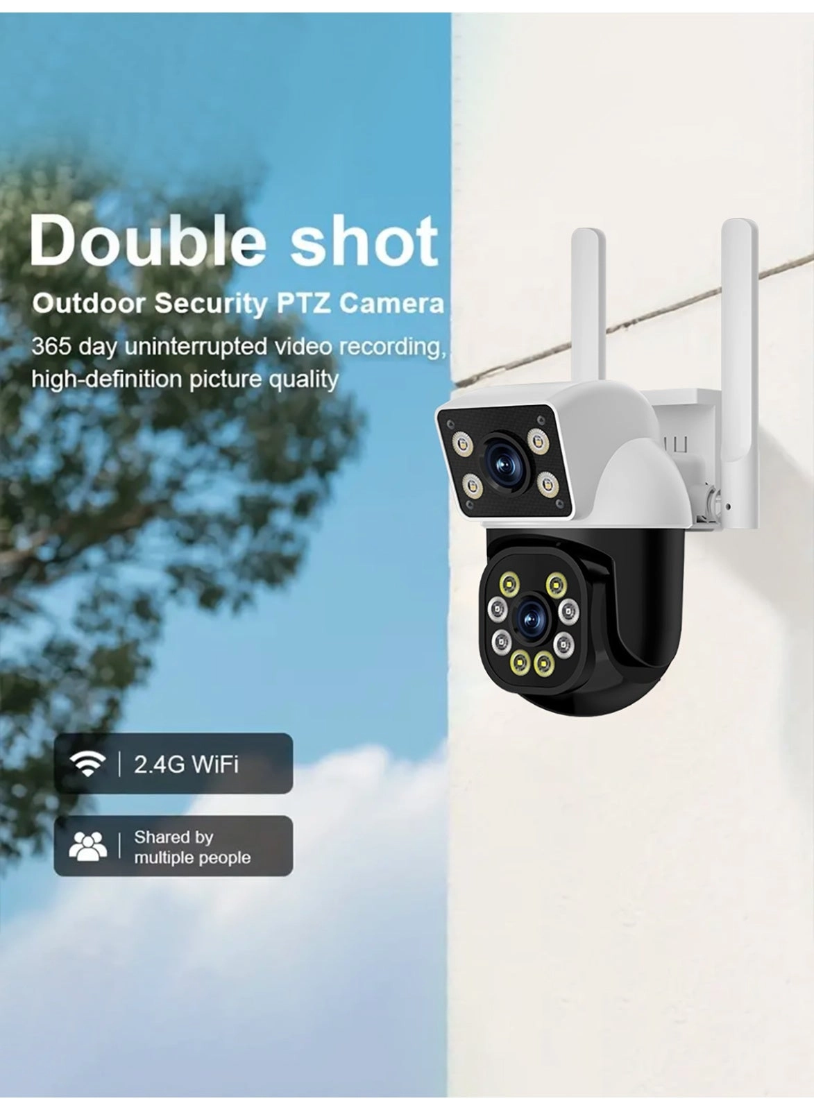 Dual-Lens Wireless Security Camera 2K