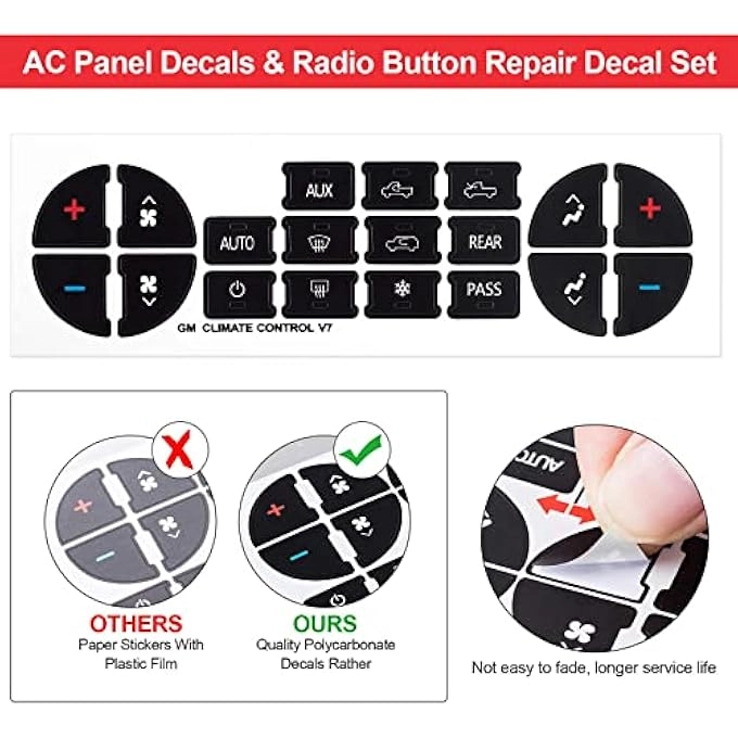 Ac Dash Button Repair Sticker - Chevy 6 Packs