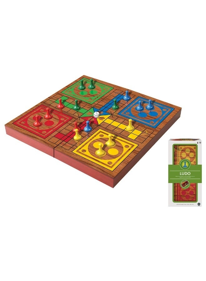 Folding Wood Ludo Set - 16 Coloured