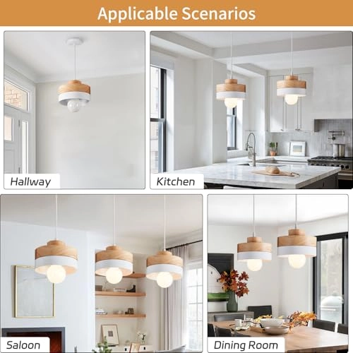 Round Wood Pendant Light - E27 18cm