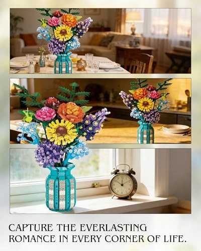 Flower Bouquet Building Blocks Set - Vase Artificial Flowers