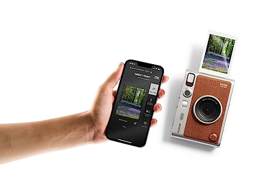 Instax Mini EVO - Brown + Instax Mini Instant Film Sheets - 60 Sheets + microSD Memory Card - 32GB + Small Padded Carrying Case + SD Card Reader + Microfiber Cleaning Cloth