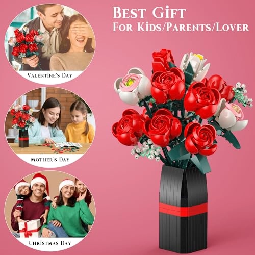 Roses Building Set - Flower Bouquet with Vase