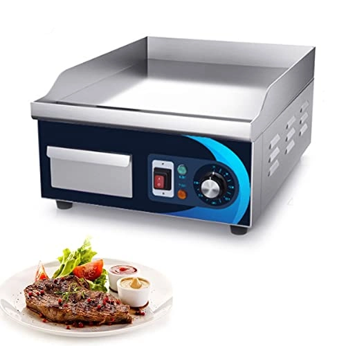 Commercial Electric Countertop Griddle - 2000W Stainless Steel 356x385x8mm