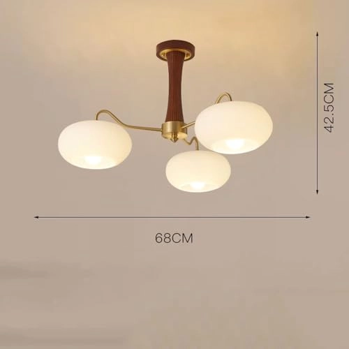 Mid Century Modern Milk Glass Chandelier - Dimmable
