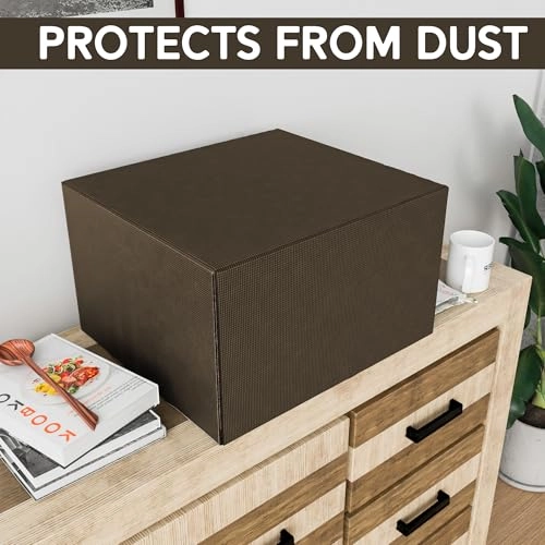 Dustproof Full Microwave Cover - 30 Ltr Checkered Brown