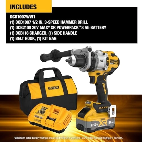 20V MAX XR 1/2 Inch Cordless Hammer Drill - 8 Ampere-hour