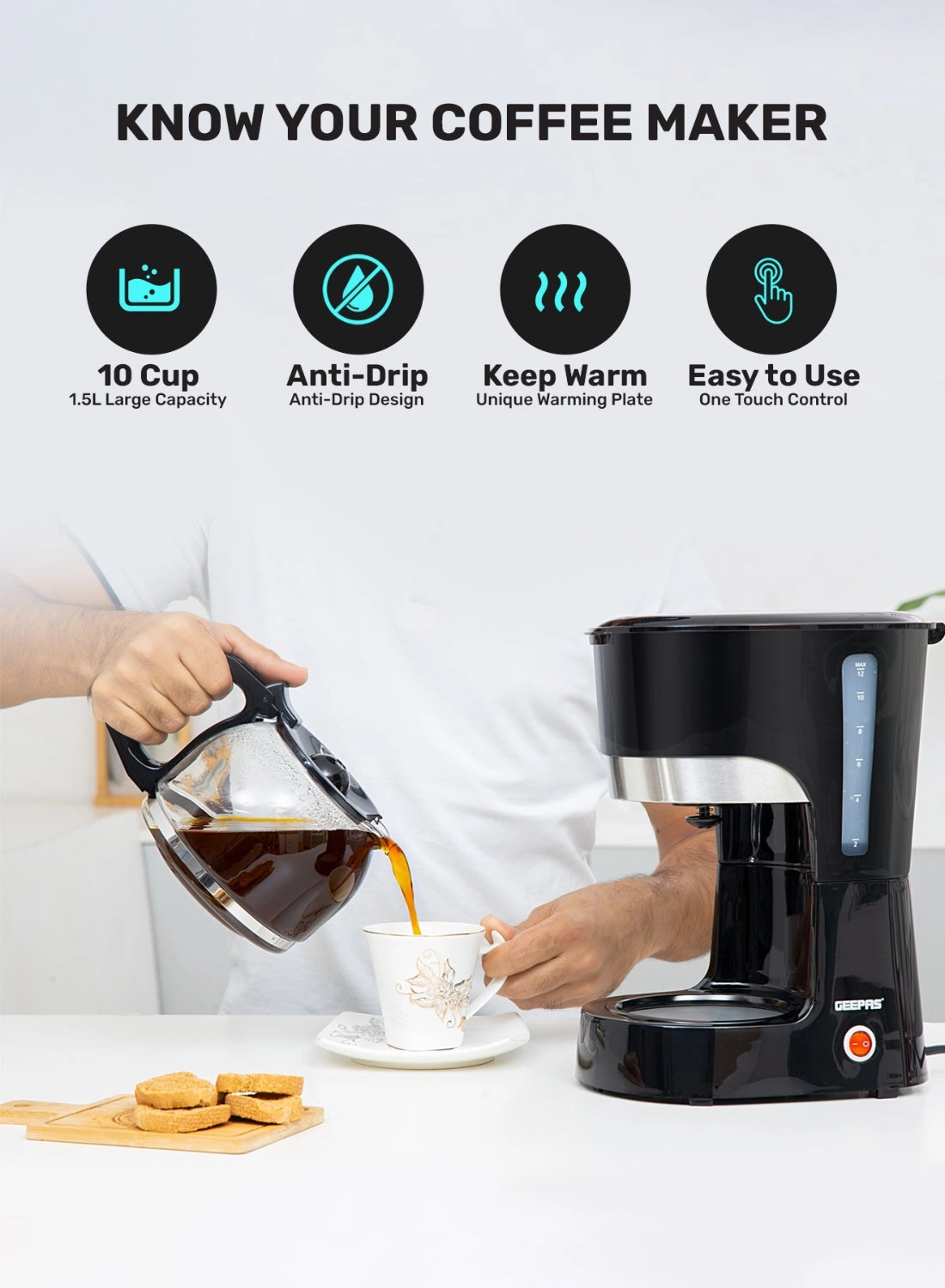 Filter Coffee Maker 1.5L Keep Warm Anti-Drip GCM6103