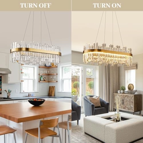 Rectangle LED Crystal Chandelier - 3 Colors Dimmable
