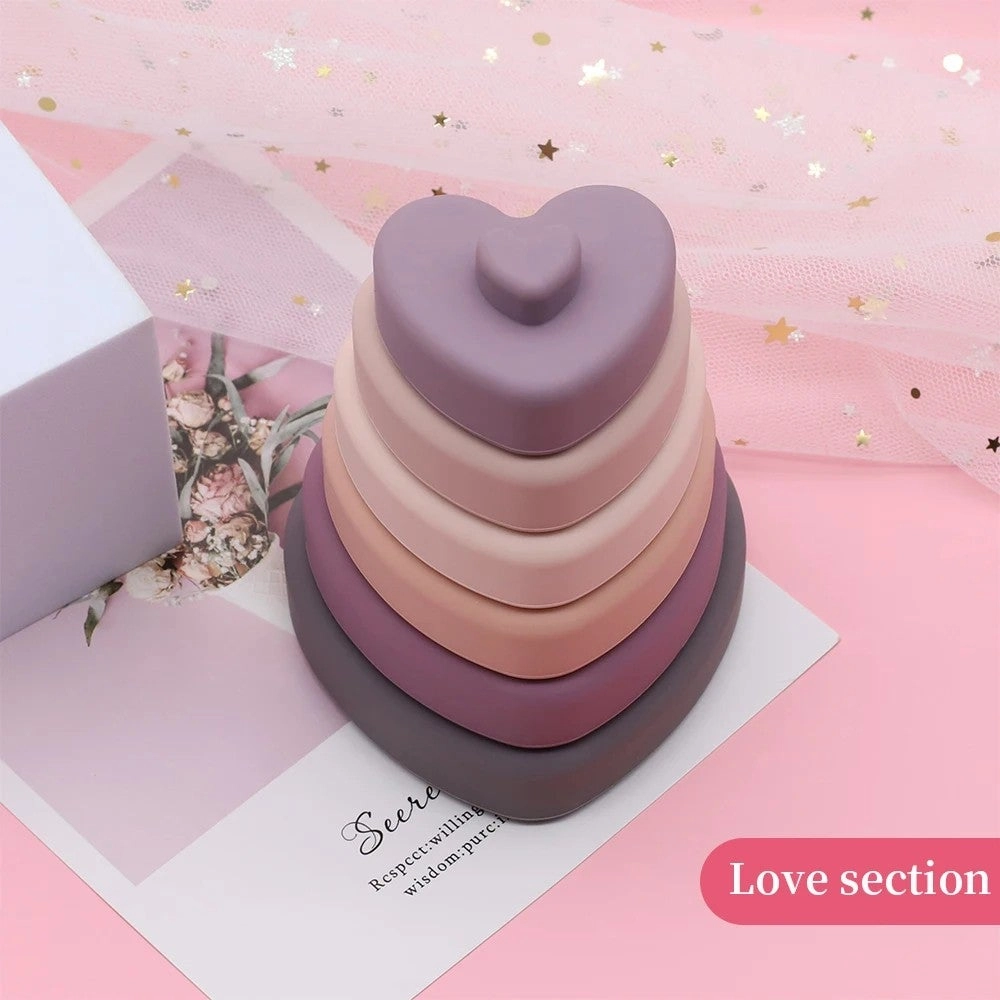 Bluejw Stacking Toys - Heart-shaped Silicone