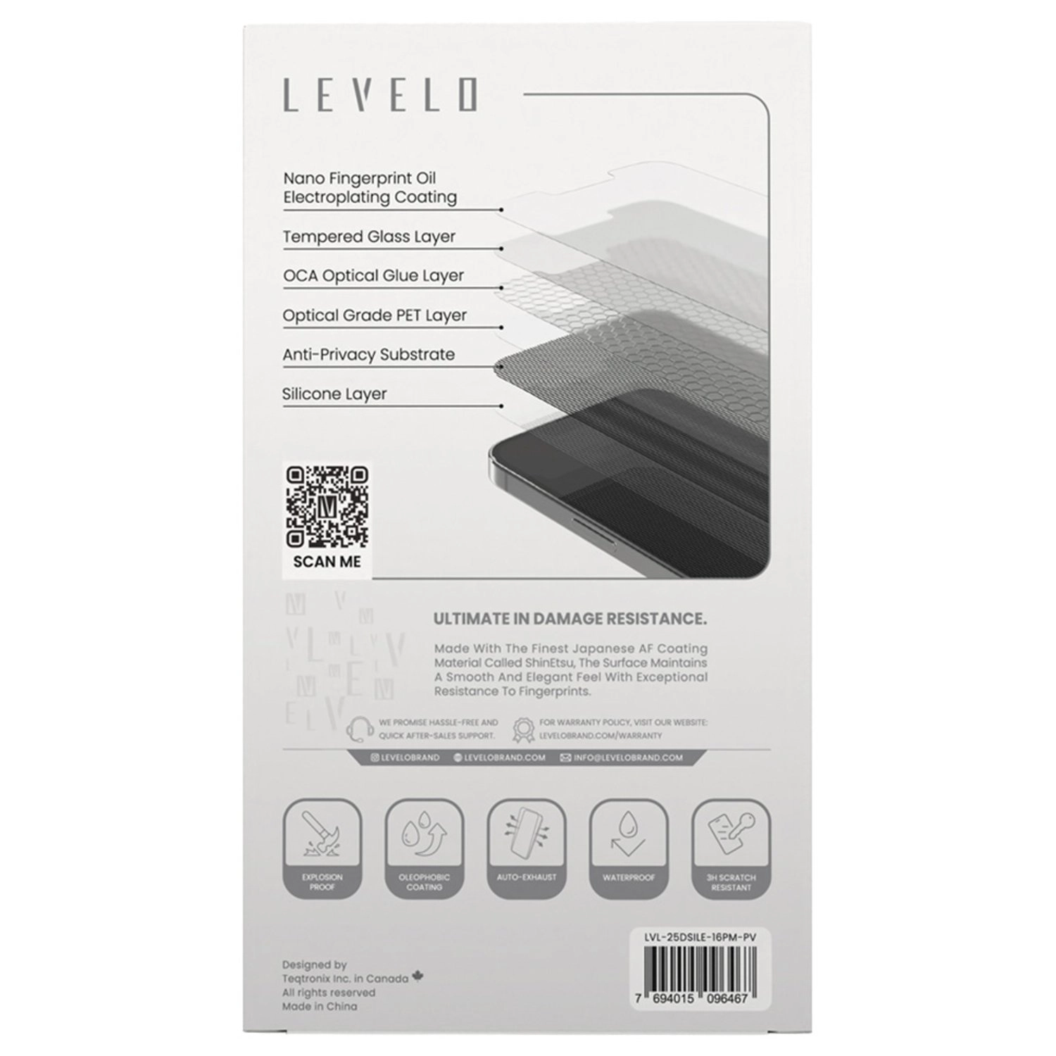 Privacy Silicone Aluminum Glass Screen Protector for iPhone 16 Pro Max