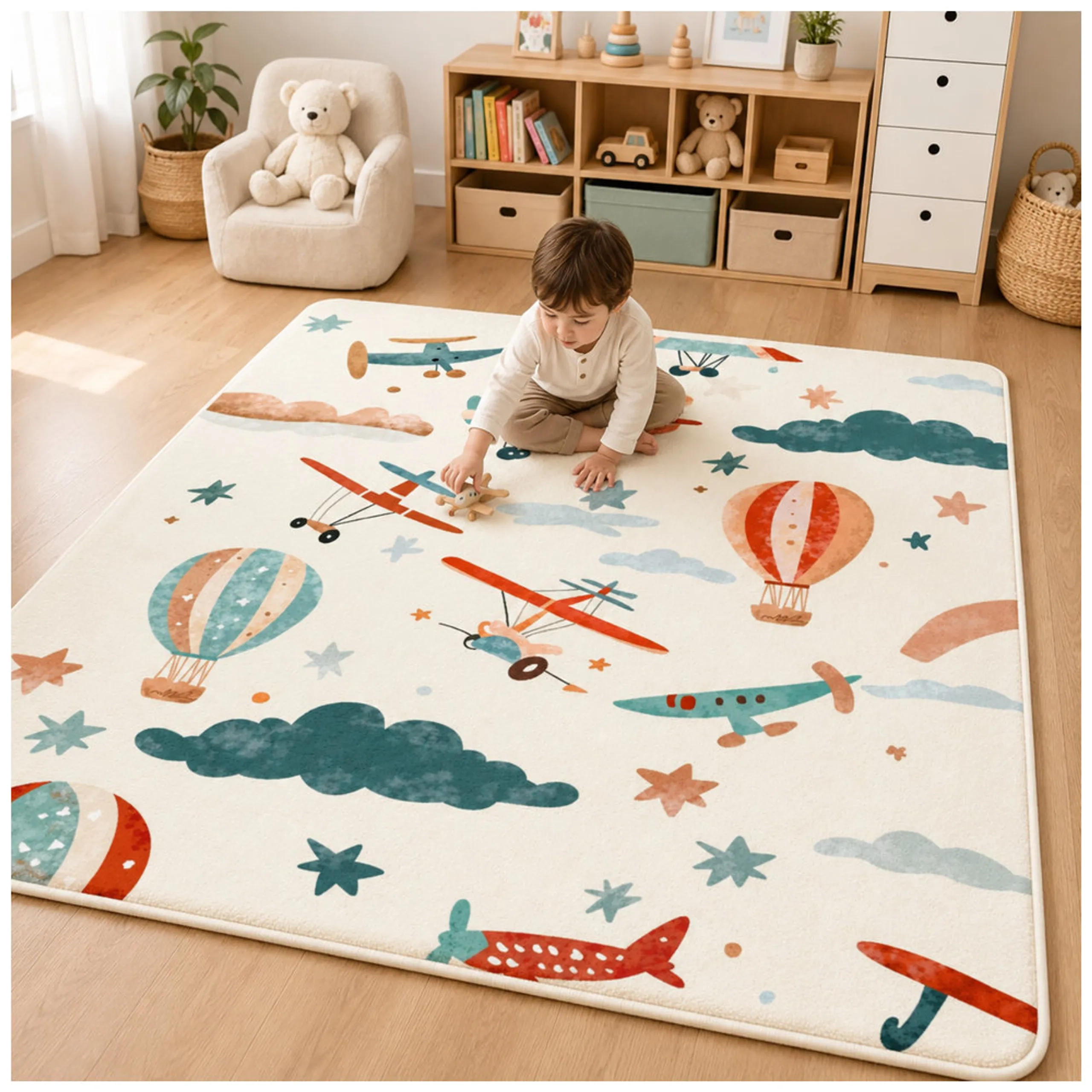 Plane and Hot Balloon Cushion Play Mat - 0 month