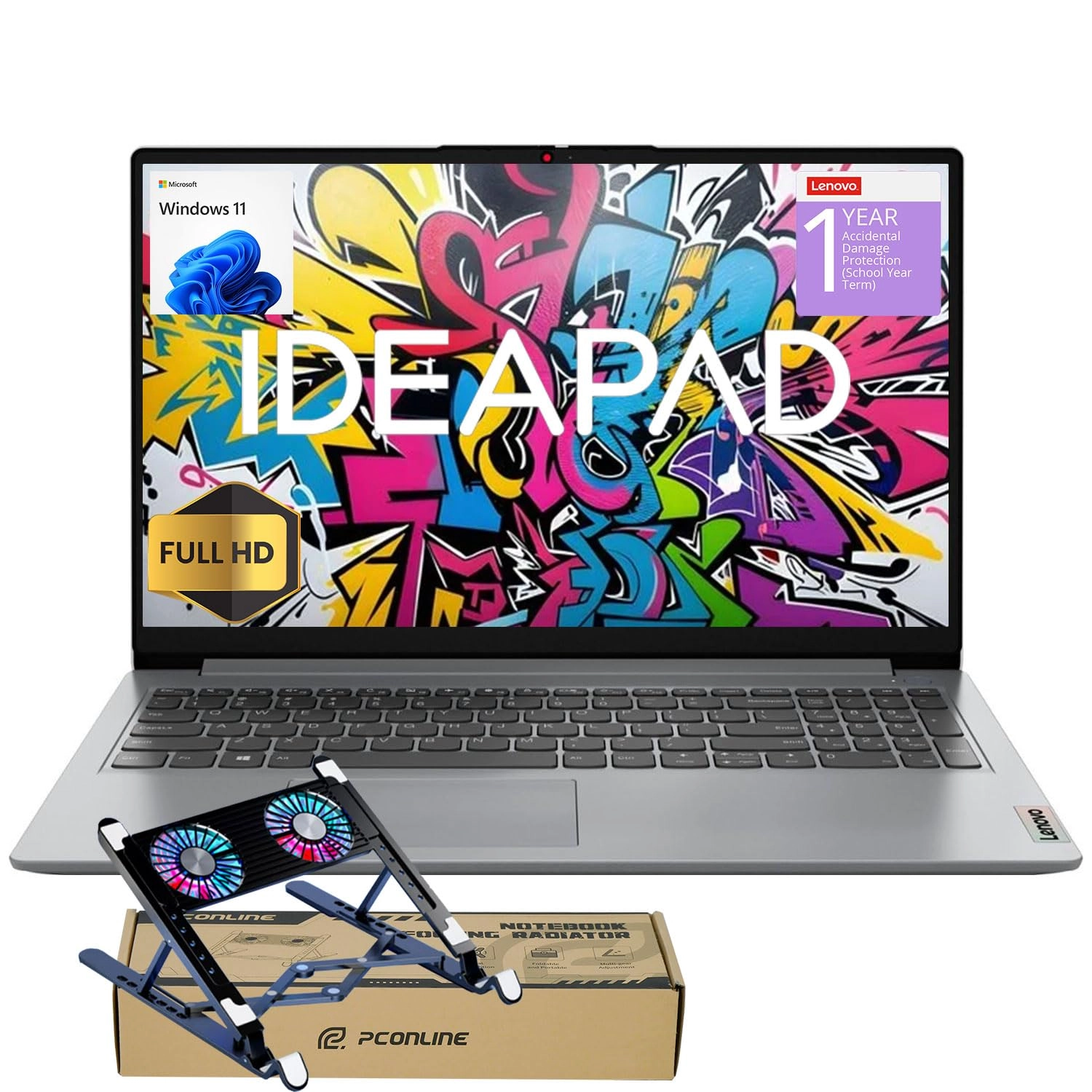 Lenovo Group, Ltd. Ideapad 1 - 15.6'' Pentium Silver N6000 12GB DDR4 256GB SSD + PCO Notebook Folding Radiator Laptop Cooler