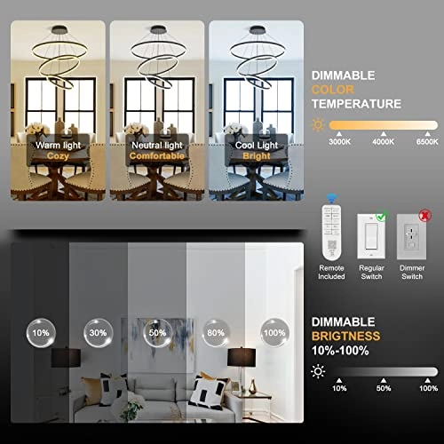 3 Rings LED Chandelier - 39.4 inches