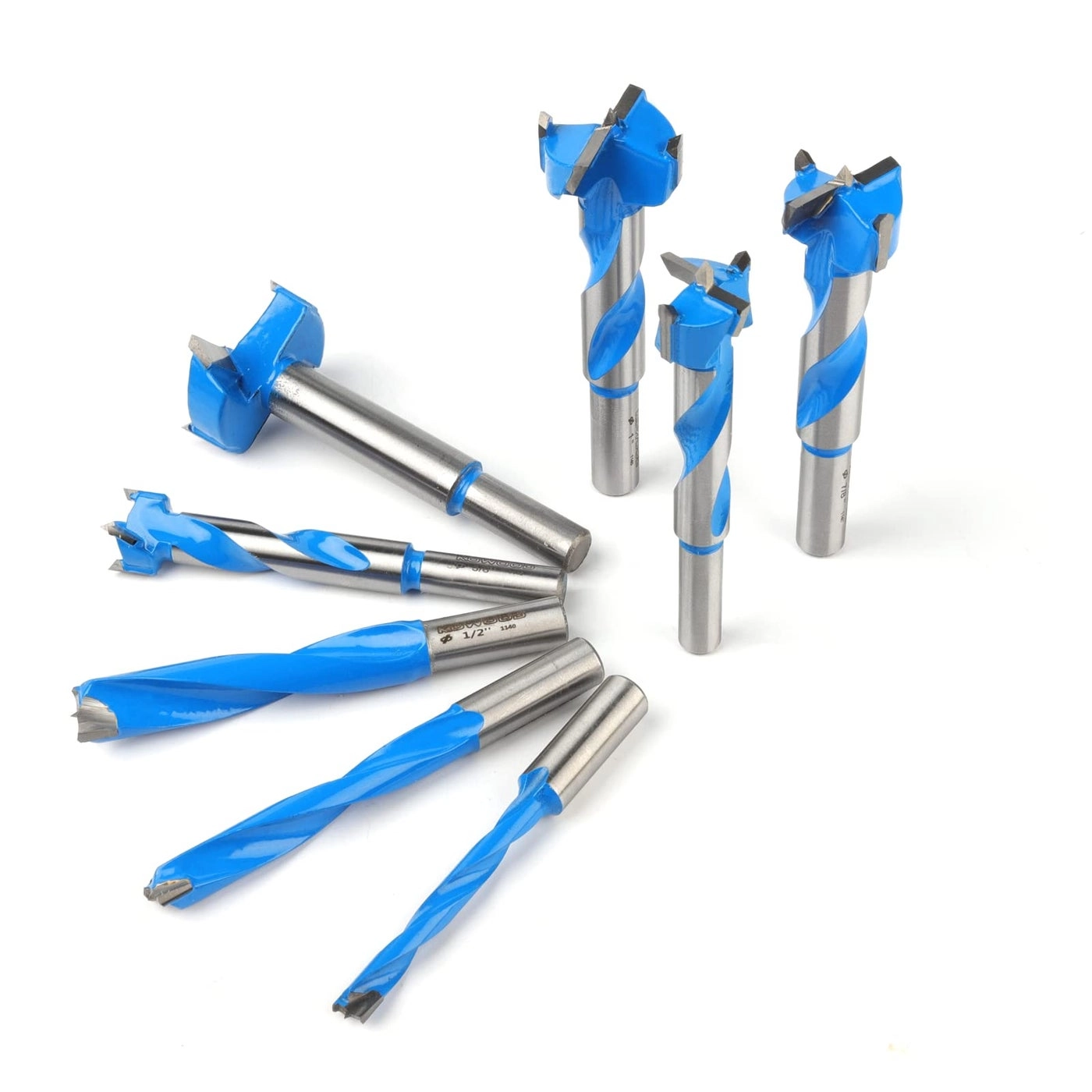 KOWOOD Forstner Bit Set - C3 Carbide 8 Pcs 1/4"(6.35Mm), 3/8"(9.52Mm), 1/2"(12.7Mm), 5/8"(15.9Mm), 3/4"(19.05Mm), 7/8"(22.2Mm), 1"(25.4Mm), 1-3/8"(34.9Mm)
