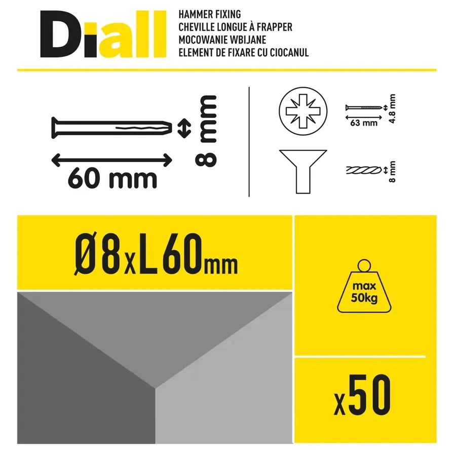 Nylon & Steel Hammer Fixing Pack - 6 cm 0.8