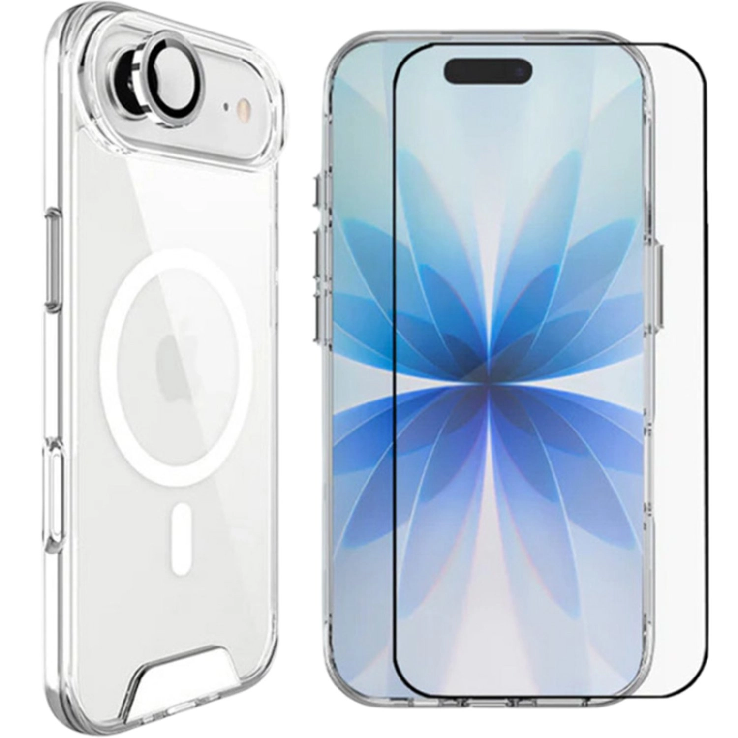 glassology Clear Case - MagSafe Ready + Screen Protector - 9H Tempered Glass + Lens Protector - Camera Shield