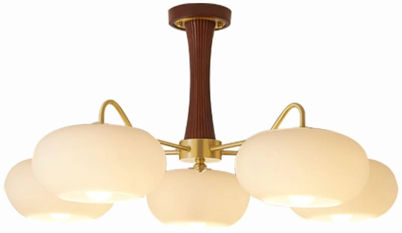 Mid Century Modern Milk Glass Chandelier - Dimmable