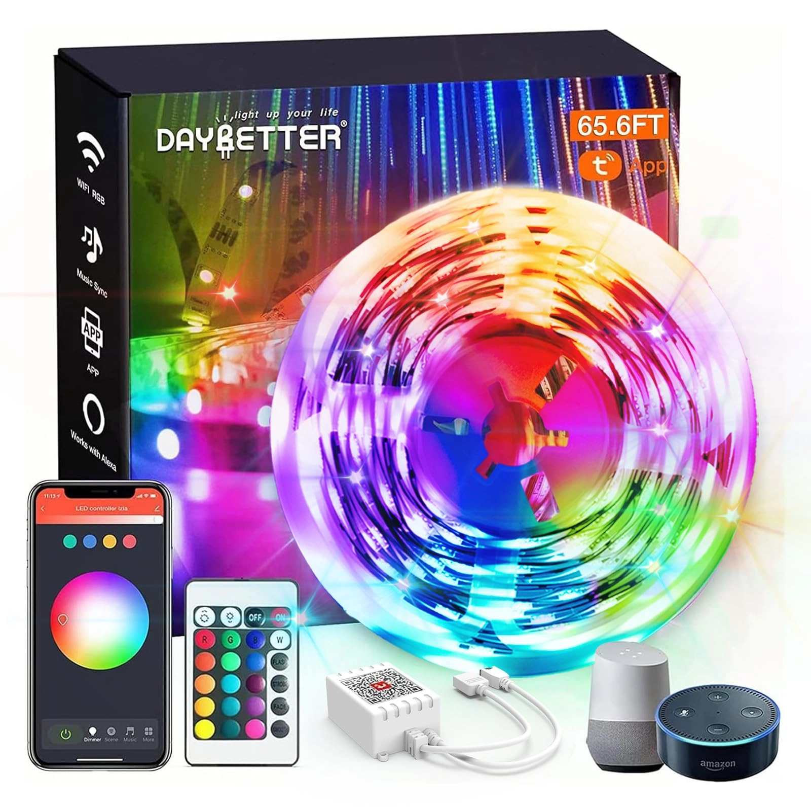 Smart IC LED Strip Lights - 65.6FT