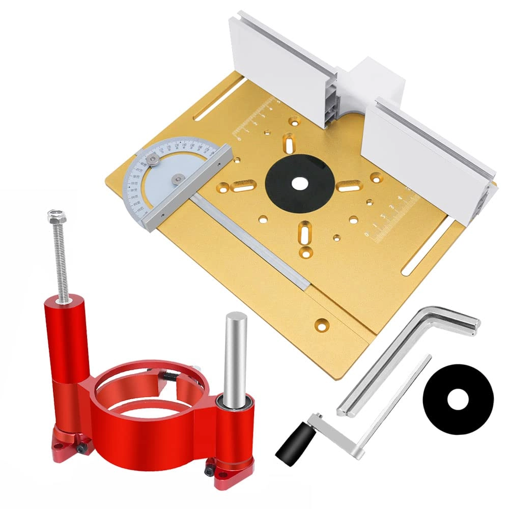Router Table Insert Plate - 240 x 200mm Aluminum Alloy + Backer Plate + 180° Angle Gauge