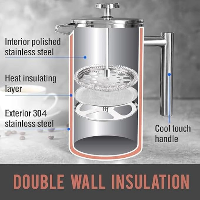 Portable French Press - Stainless Steel Travel