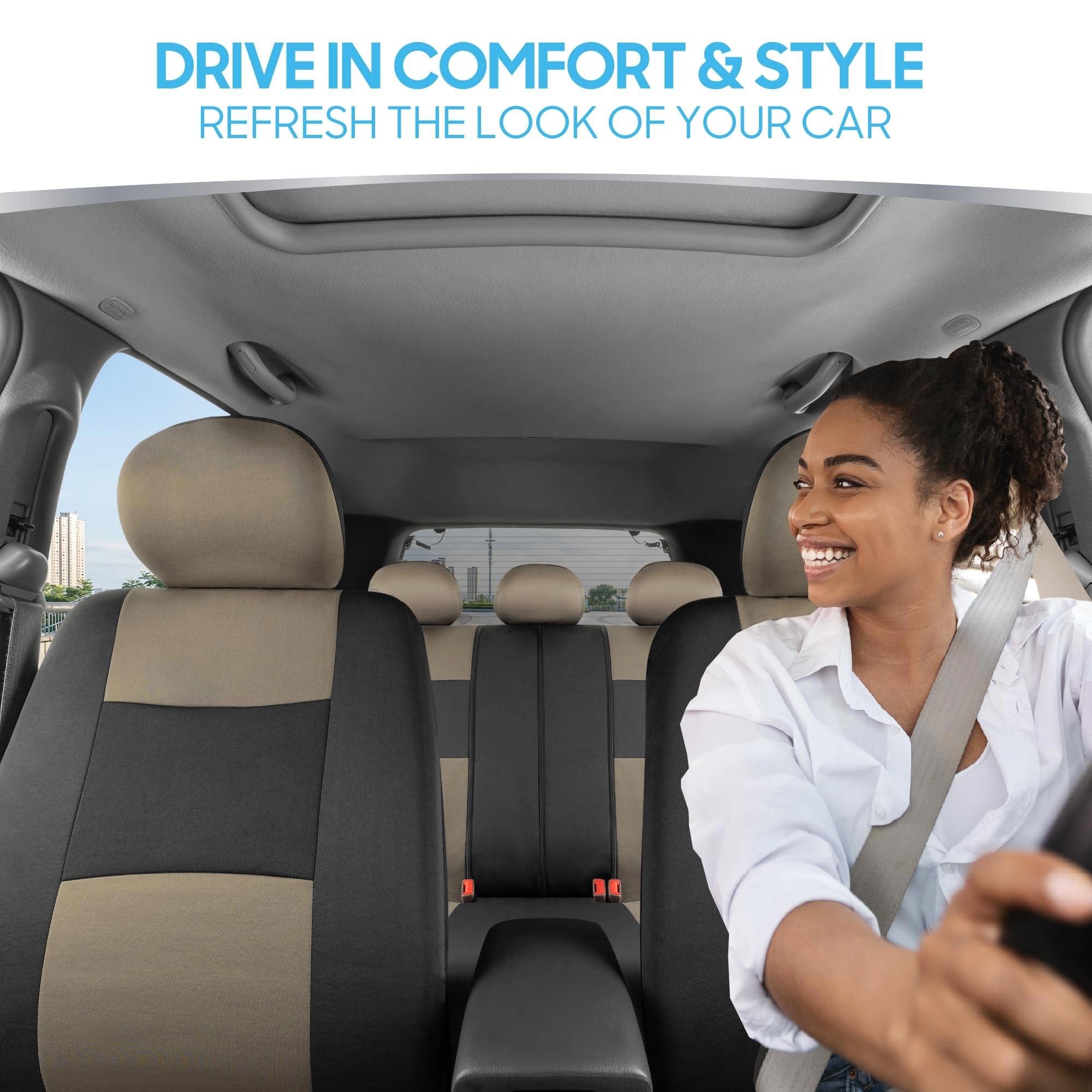 PolyPro Car Seat Covers - Solid Beige Universal Fit