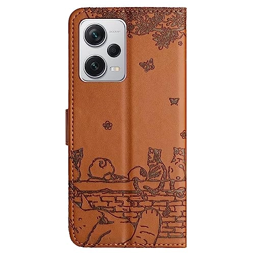 Cute Cat Case Wallet - Faux Leather for Xiaomi Redmi Note 12 Pro 5G