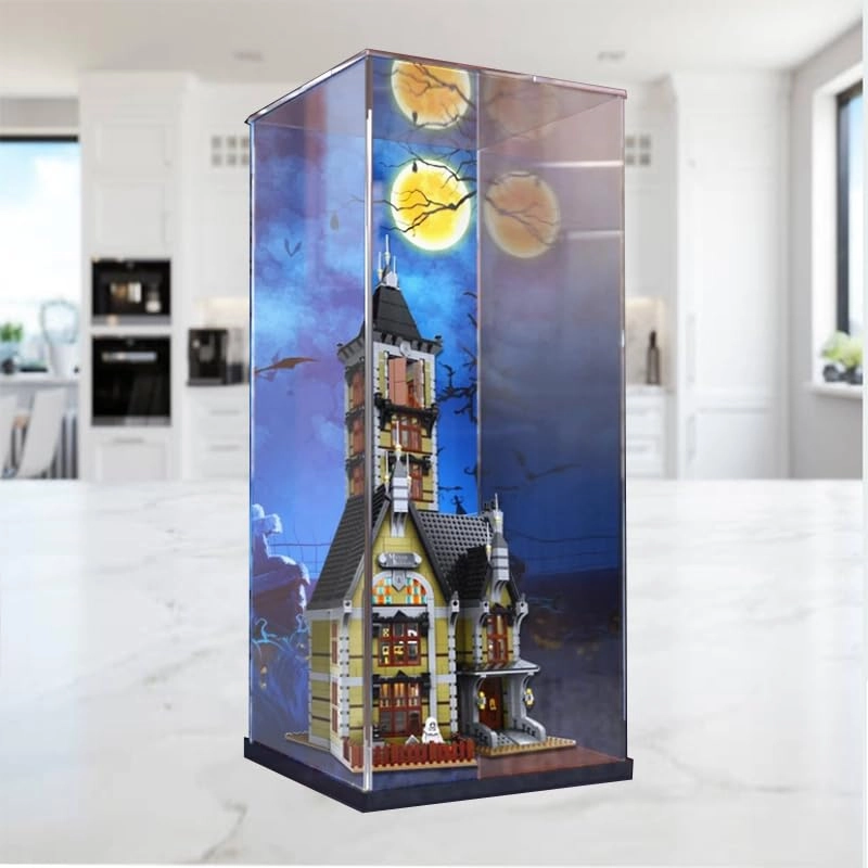 Clear Acrylic Display Case - 12.20x12.20x28.34in. Black Bottom+Background2