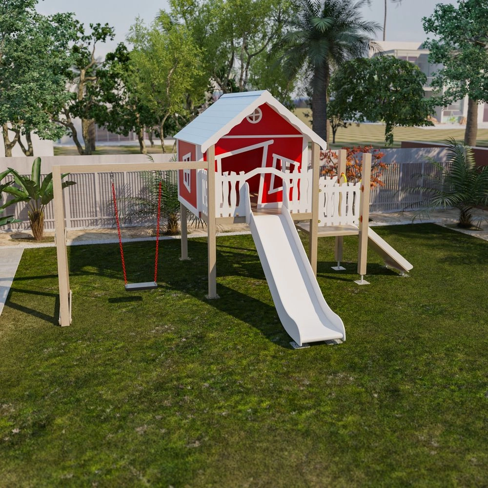 Playhouse - Platform Wall Ramp Slide Swing