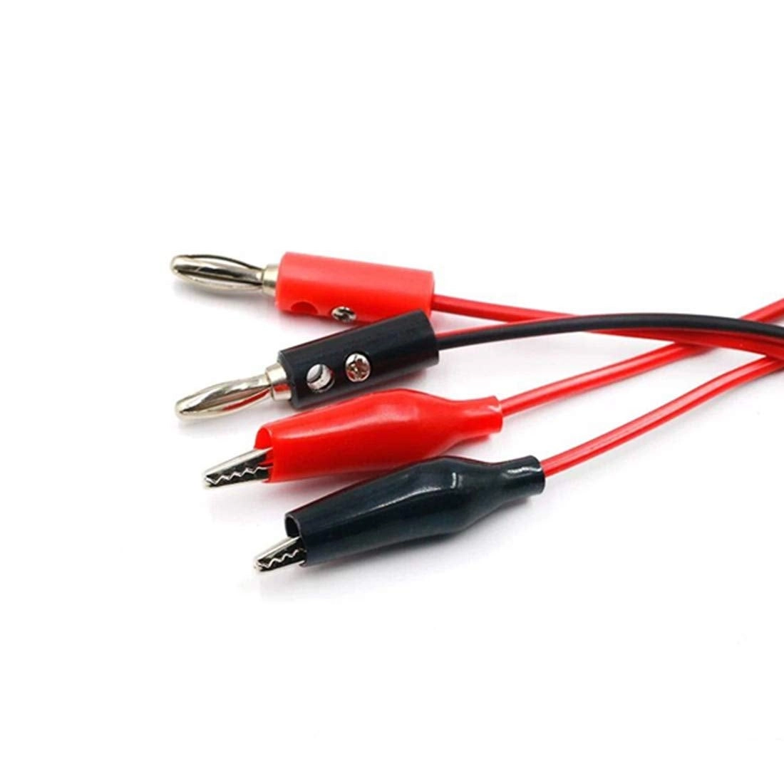 Power Supply Double Alligator Clip to Banana Connector Audio Video Test Cable - 1M