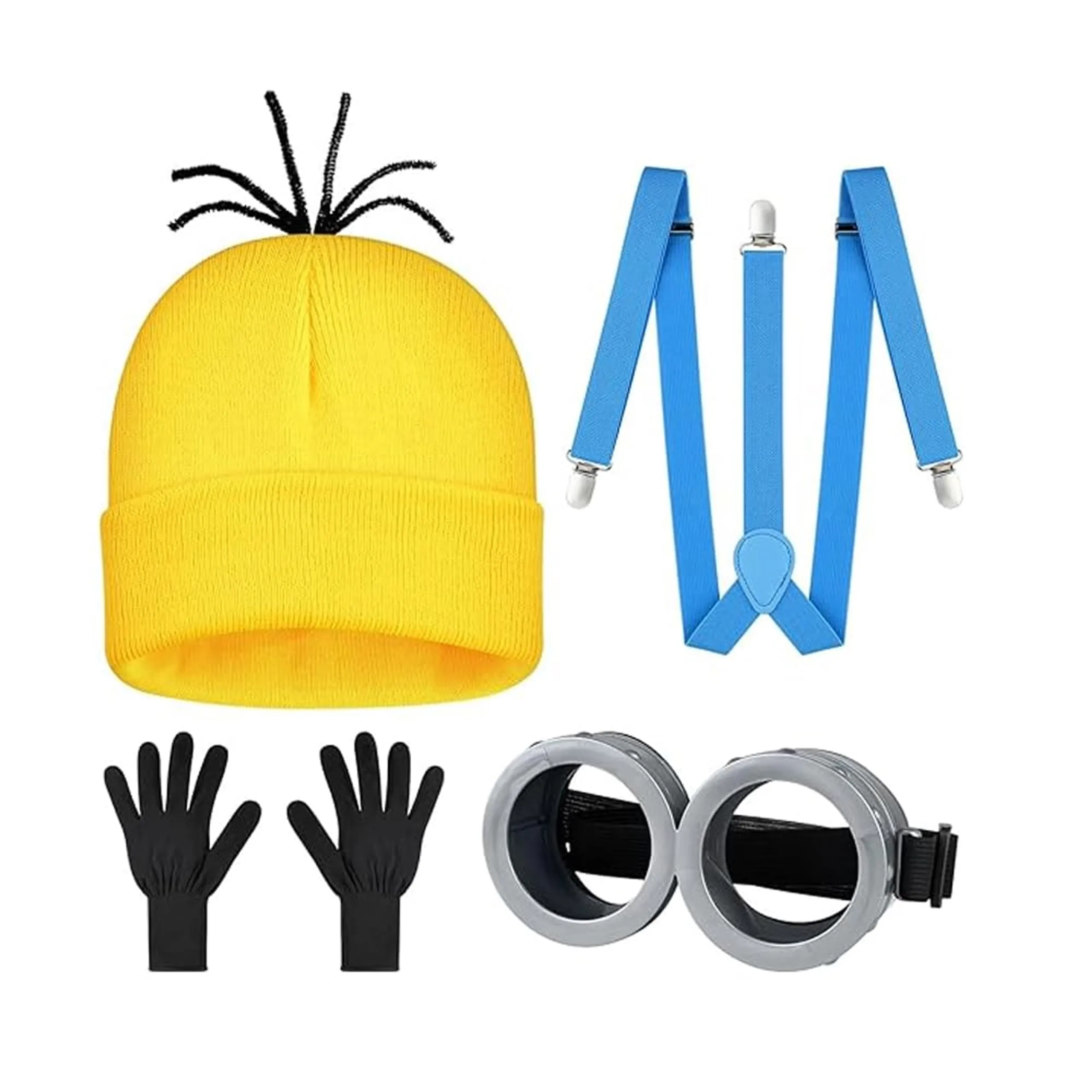 BrainGiggles Minion Costume Accessories - 4Pcs kids and adults