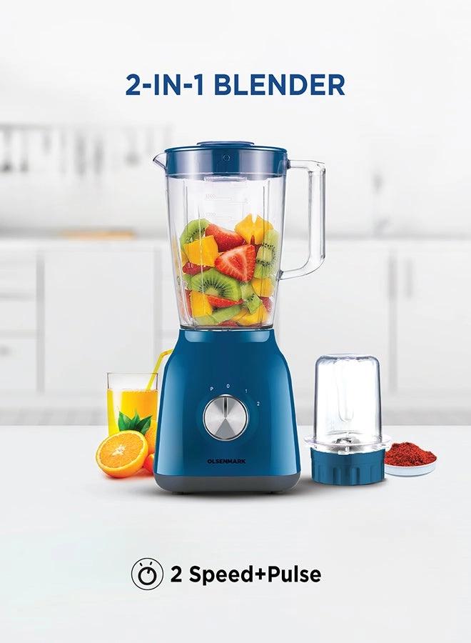 Olsenmark 2-In-1 Juicer Blender Chopper - 650 W 1.8 L