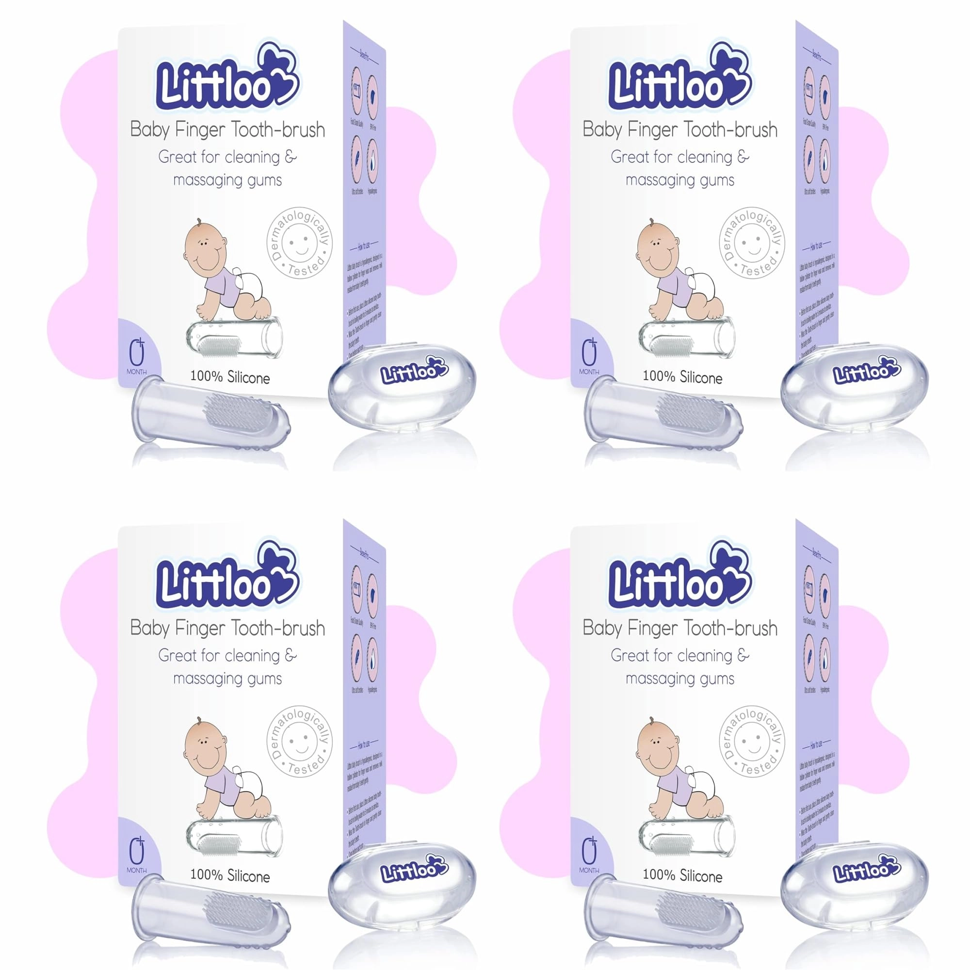 littloo Finger Toothbrush 4-Piece Pack