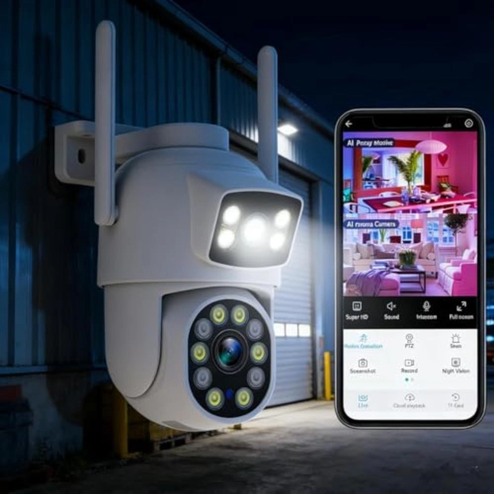 Dual Lens Outdoor Security Camera 2K