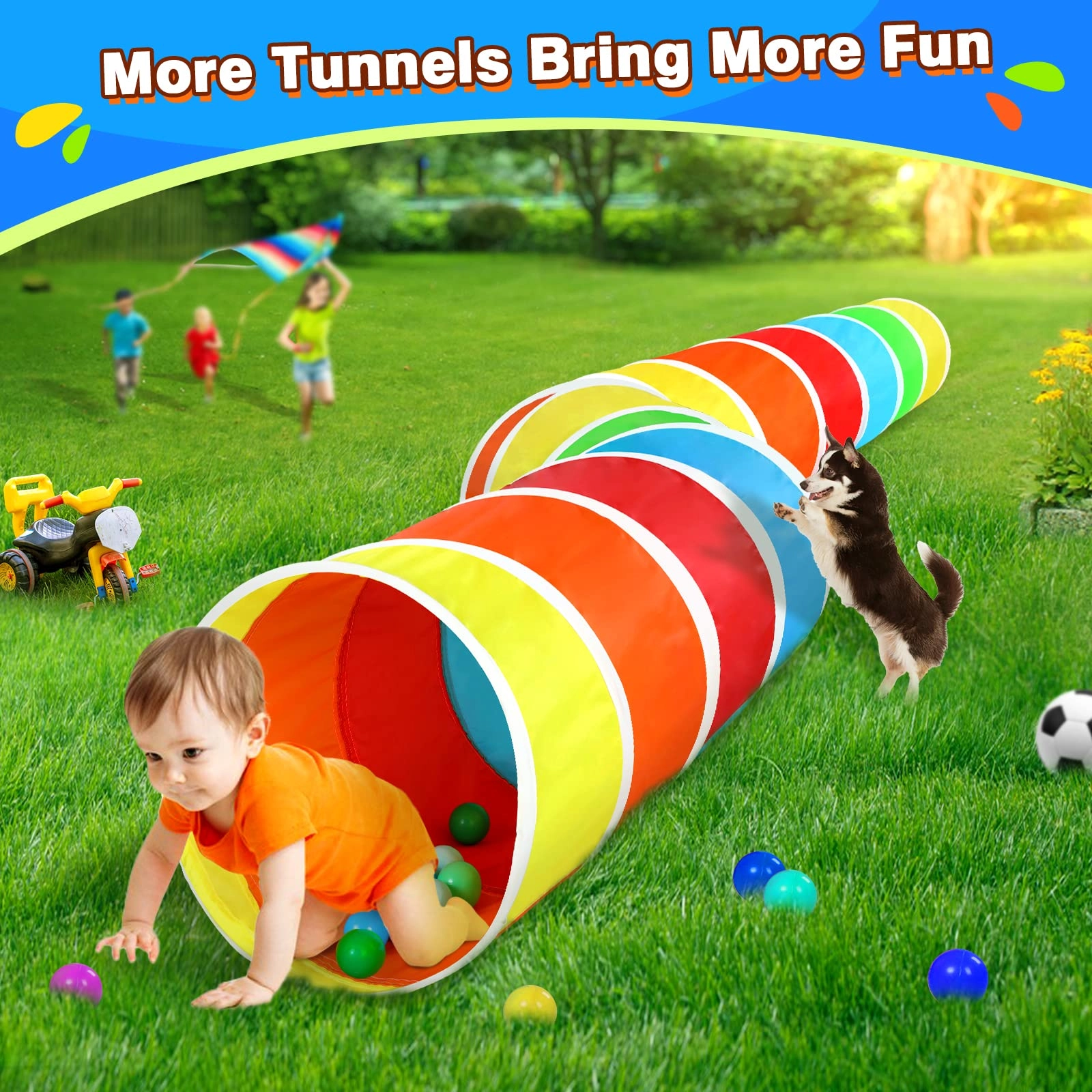 Kids Play Tunnel - Colorful Pop Up Rainbow