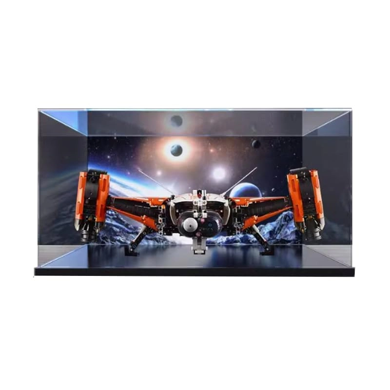 Clear Acrylic Display Case - 55x50x25cm Wood Bottom+top Light