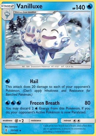 Pokémon Pokemon Vanilluxe 35/145 - English - Guardians Rising 1x + Toploader
